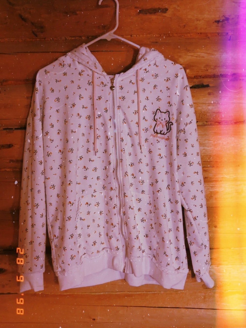 Y2K white embroidered hoodie